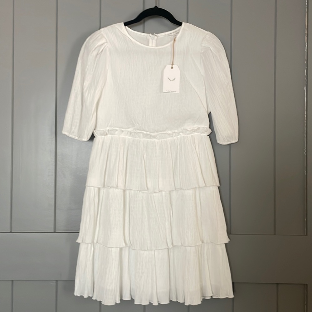 Med White Tiered Dress - Free the Roses NWT